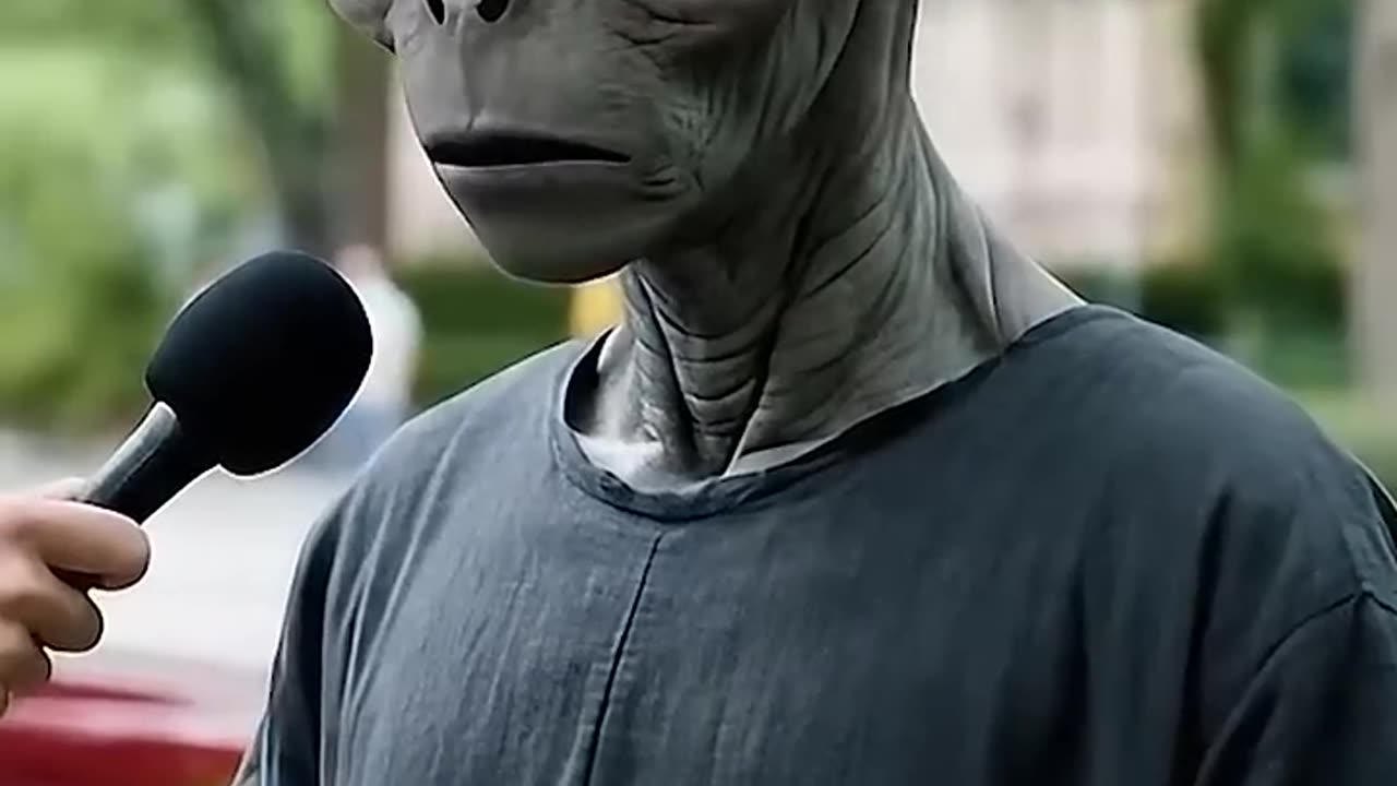 Alien answering an interviewer