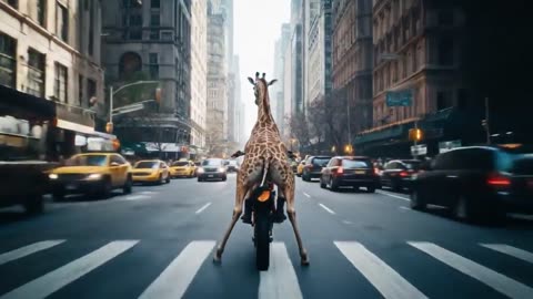 Giraffe on a motorcycle)