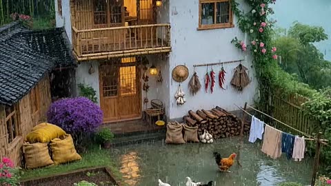 Rainy Day in a Dream Village 🌧️🏡 | Nature's