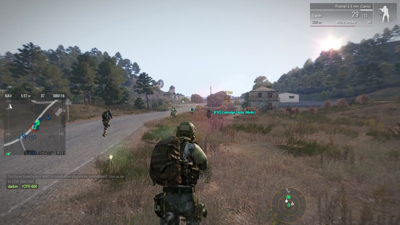 Col. HawK Medic heals the squad going into battle.