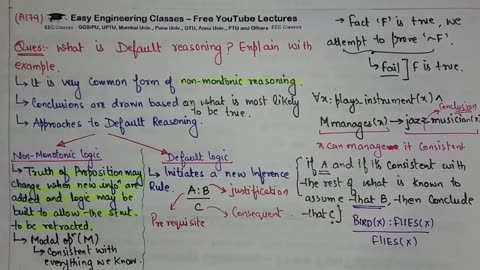 L36-1_ Default Reasoning in Artificial Intelligence _ Non Monotonic and Default Logic _ AI Lectures