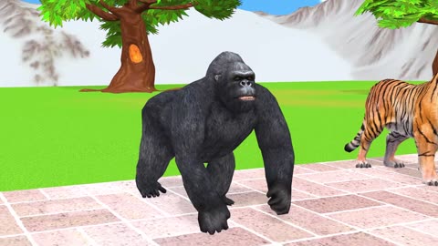 Long Slide Game With Elephant Gorilla Buffalo Hippopotamus Tiger 3d Animal Game Funny 3d