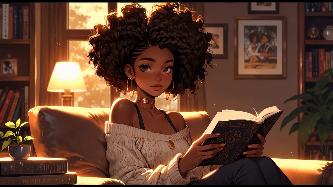Afro Lo-fi Girl 📖 | Chill Reading Vibes by the Window 🛋️ | Calm Beats to Study & Relax
