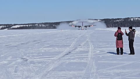 Plane Takeoff on Icy Runway