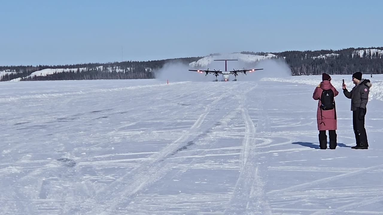 Plane Takeoff on Icy Runway
