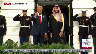 WATCH: President Trump greets the Crown Prince of Saudi Arabia, Mohammed bin Salman. - 11/18/2025