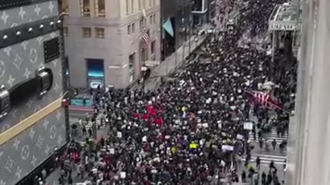 Tens of thousands of New Yorkers march down 5th Ave to protest ICE.