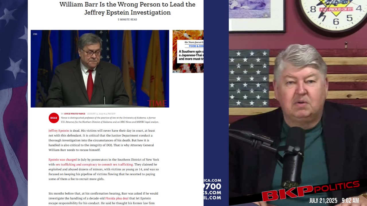 Is Bill Barr Hiding Epstein’s Secrets to Protect the Deep State?