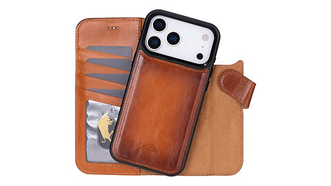 Premium Handmade Leather Wallet Case for iPhone 17 Pro