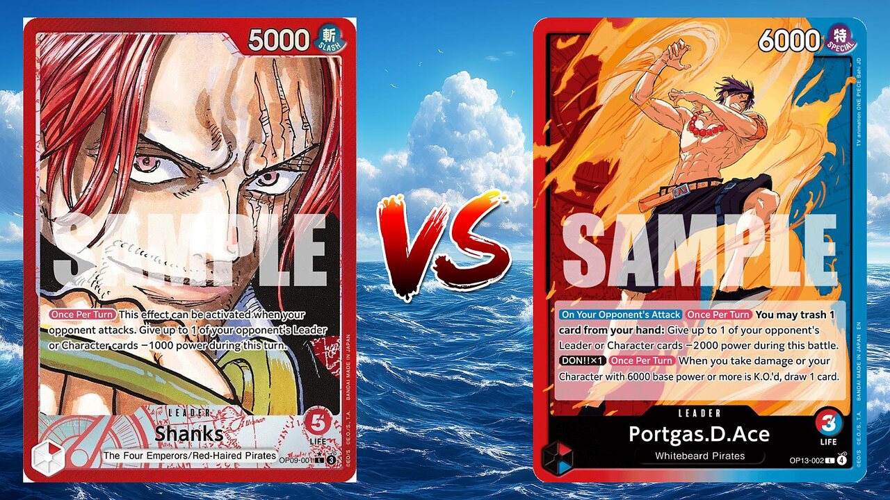 One Piece TCG Red Haired Shanks VS Rob Lucci And Red Blue Ace!!