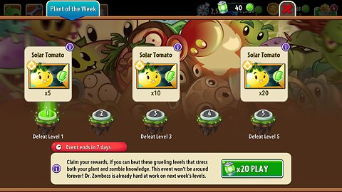 Plants vs Zombies 2 - Plant of the Week - Solar Tomato - July 2025