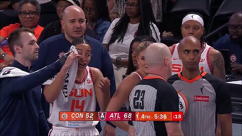 👀 Bria Hartley ELBOWED, NO FOUL, exits with gash | Connecticut Sun WNBA women's basketball