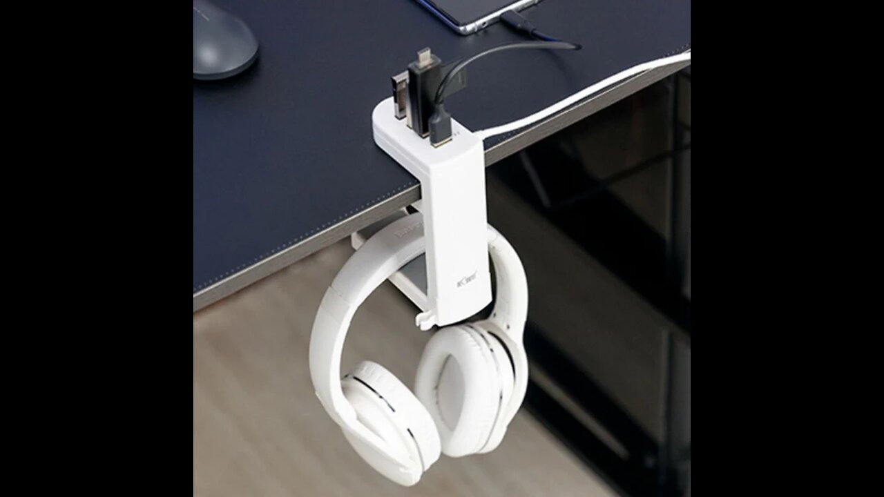 Rotatable Under-Desk Headphone Hanger