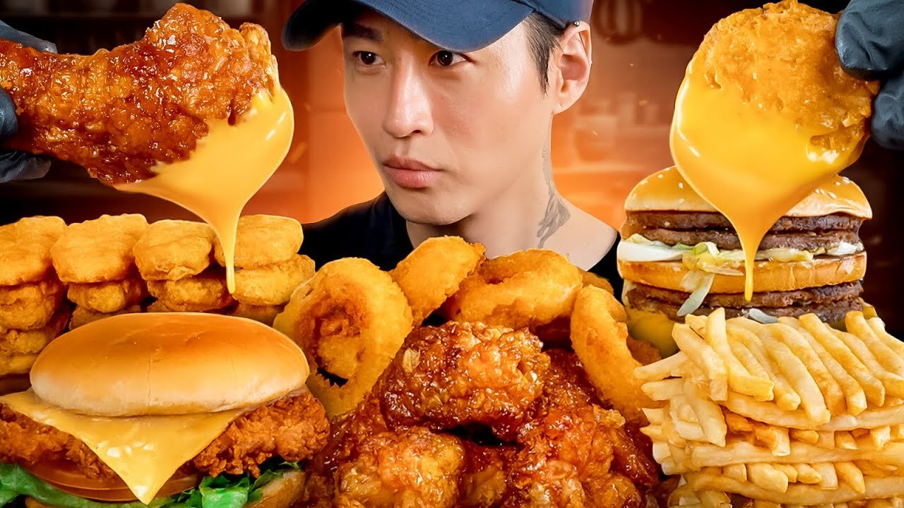 Mukbang Fast food Big mac chicken nuggets chicken sandwich