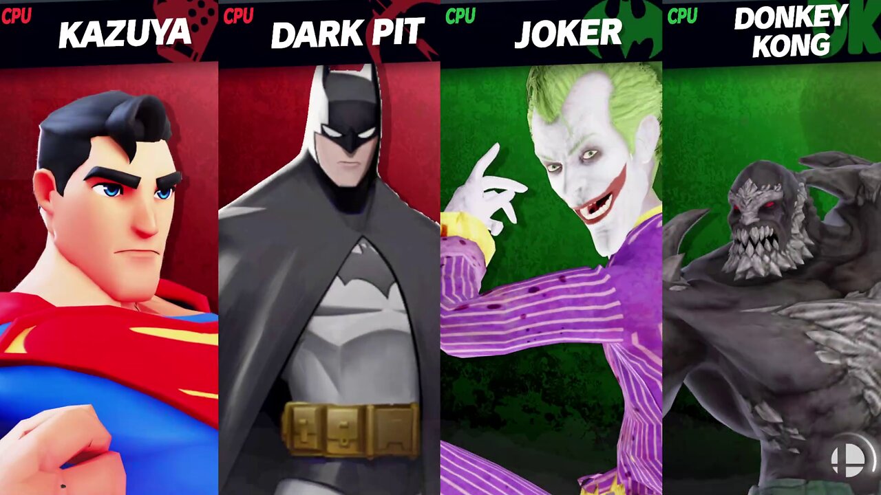 Superman (Kazuya) & Batman (Dark Pit) vs Joker (Joker) & Doomsday (DK) - SSBU Quickie