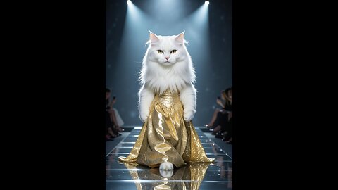 cat waking fashion show