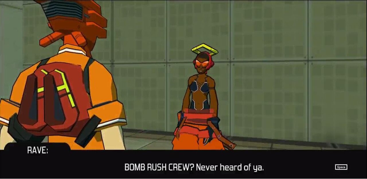 Bomb Rush Cyberfunk chapter 3 - Millenium Mall blocked, recruiting Rave (1st location)