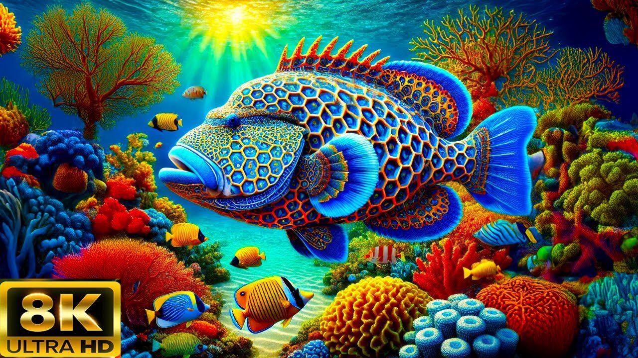 (8K ULtra HDR) Nature Animals Under The Ocean - Light Relaxing Music