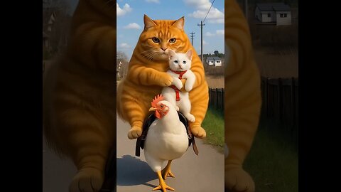 Orange Cat Saves the Kitten… But Not the Chicken 🐱 AI funny cat cartoon