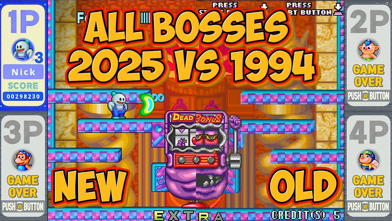 SnowBros. 2 + Special Remake– All Bosses Side-by-Side Comparison (1994 Arcade vs 2025 Remake)