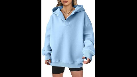 ANRABESS Womens Oversized Hoodies V Neck Sweatshirts Fleece