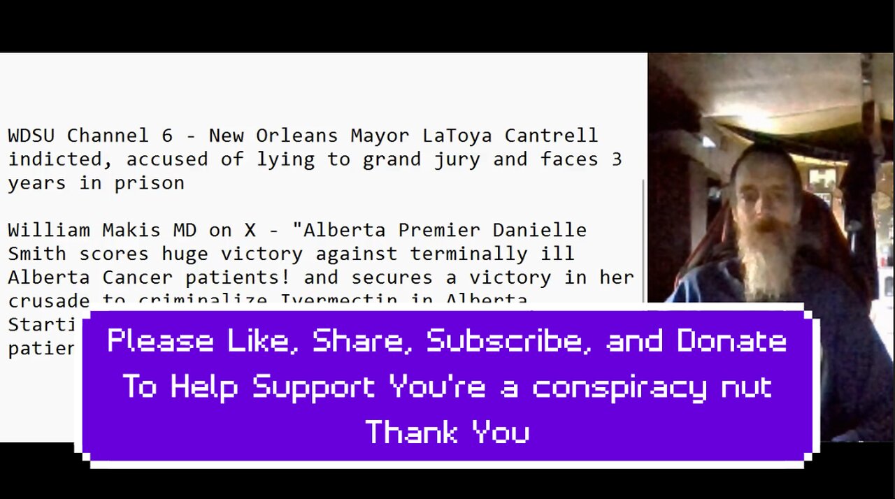 New Orleans Mayor facing 3 year in Prison, Alberta Premier against treating cancer with Ivermectin