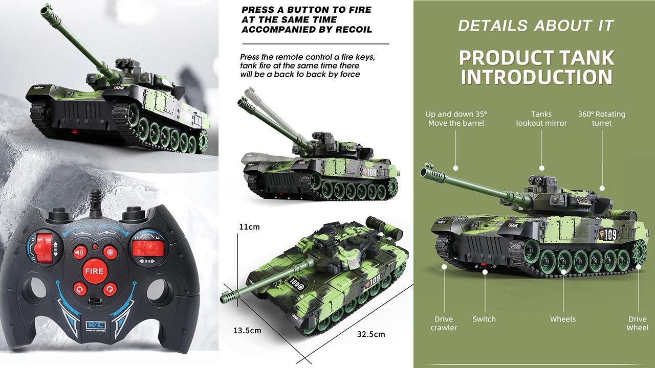 RC Tank Military War Battle - M1 Leopard 2 Remote Control Tactical Toy