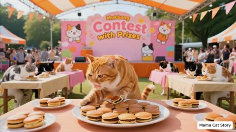 Ginger Kitten Brings Mochi Cakes Made by Mama Cat to Grandma's Cat 🐾🍡