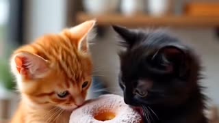 😽 😻 OMG CUTE AI KITTY MAKES DONUTS FOR HIS FREN