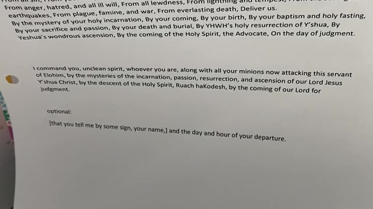 deliverance, exorcism, optional to do