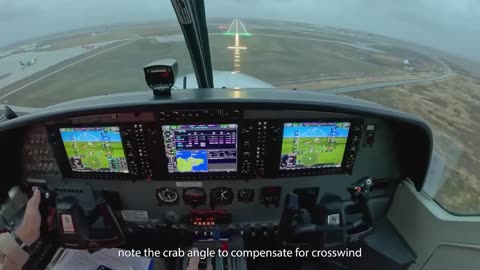 Landing of a Cessna 208 Caravan at Keflavik Airport (Iceland), view from the pilots' cockpit