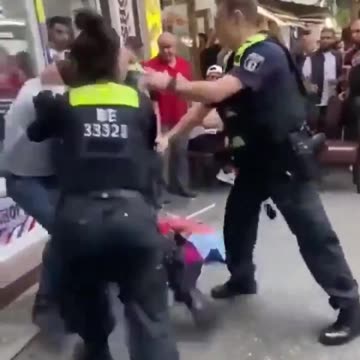 nigger in Germany who touched local woman punched by police