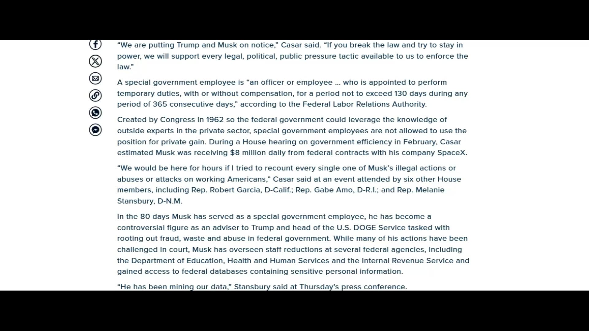 House Demoncrats demand that Musk resign after 130 days in office