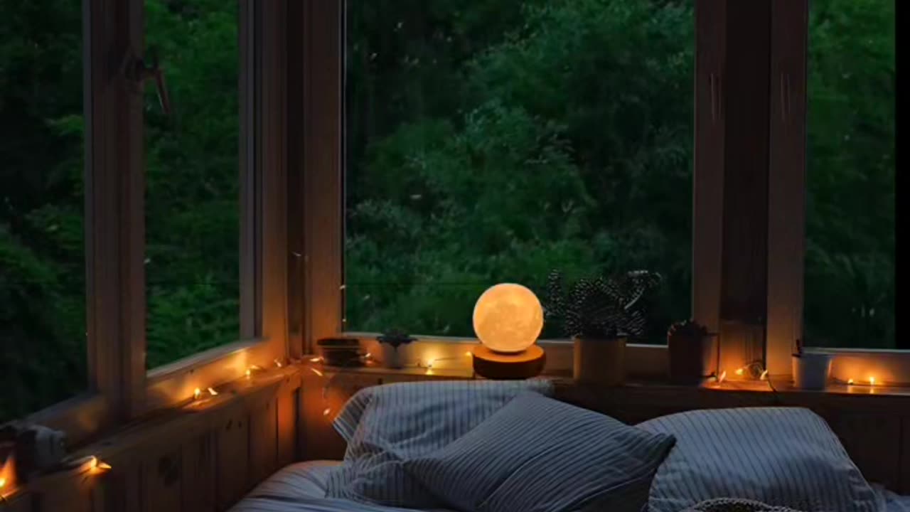 Motivation video with dark warm cozy bed room on a beckground