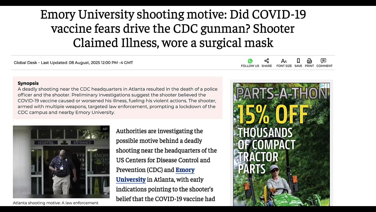 RUN HIDE PSYOP! ANTIVAX SHOOTER TARGETS THE CDC & "KILLS" 33 YEAR OLD POLICE OFFICER, & DIES IN CVS!