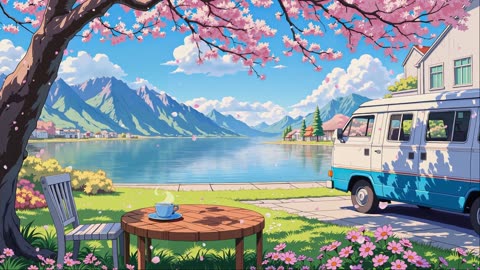 Relax by the Lake 🌸 Chill Lofi Hip Hop 🎧 Beats to Study, Work & Unwind