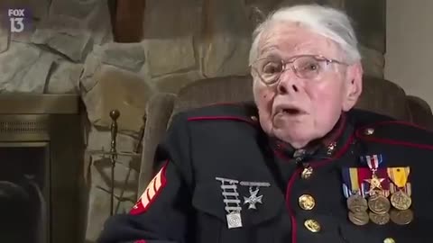 A 100-year-old veteran breaks down in tears, remembering the sacrifices made for our country