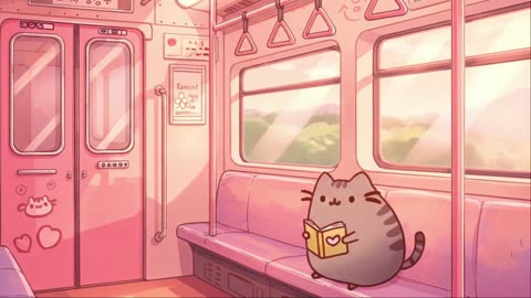 Pusheen’s Dreamy Railway Journey 🚂✨ Pink Train Lofi Vibes | Cozy Music to Relax, Work & Rest