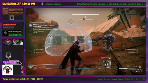 Destiny 2 - 1/16/26 - Happy Friday! More lawless grinding I fear. | D2-19,064 hrs