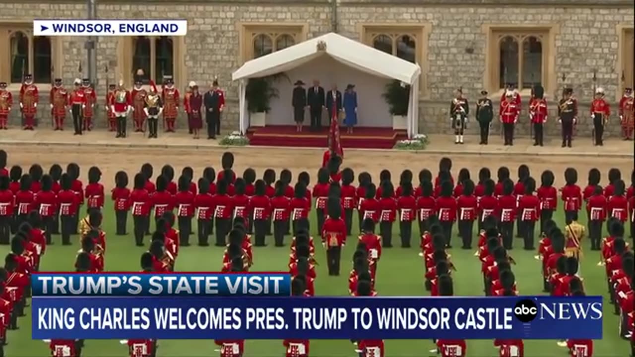 President Trump takes part in arrival ceremony at Windsor Castle