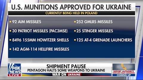 Munitions shipment to Ukraine paused, pending review