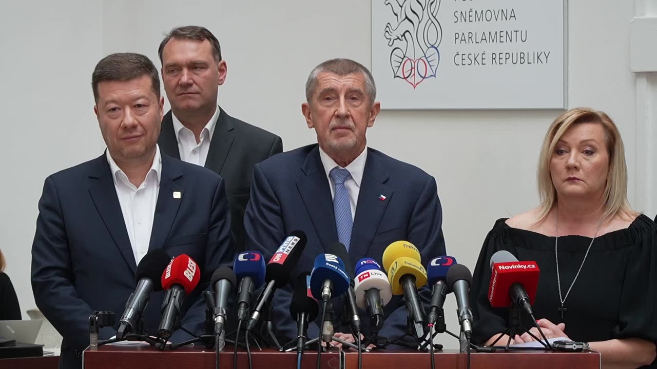 Tisková konference ANO , SPD k mimořádné schůzi sněmovny