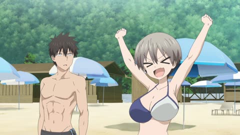 Uzaki-chan Wants to Hang Out! - arriving at the beach