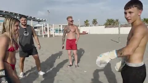 BABY GIRL vs GHETTO BOY !! Beach fights !!!