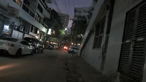 Nightfall on Guerrero Street in Ermita, Manila City in the Philippines