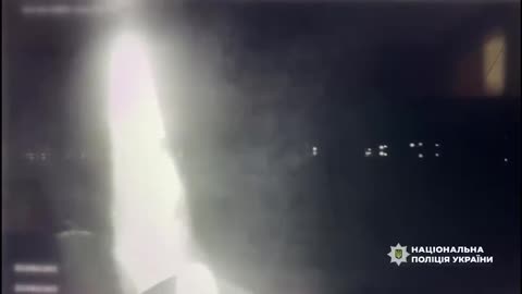 Mobile fire team from the Kyiv police shooting down a Russian drone during the