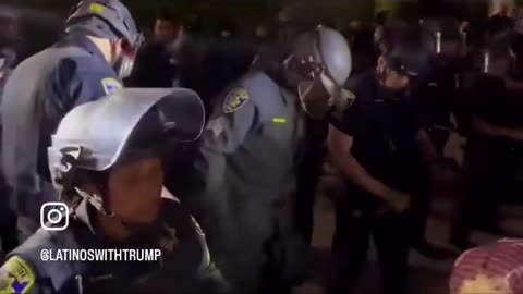 RIOTERS WITH BULLHORN IN COPS FACE TAKEN DOWN FAFO