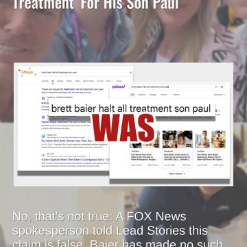 Fact Check: Bret Baier Did NOT Announce He Would 'Halt All Treatment' For His Son Paul