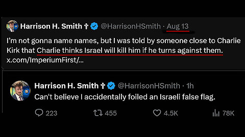 Harrison H. Smith: Viewing Charlie Kirk's Assassination from an Israeli 'Strategic Perspective' ✡️ 