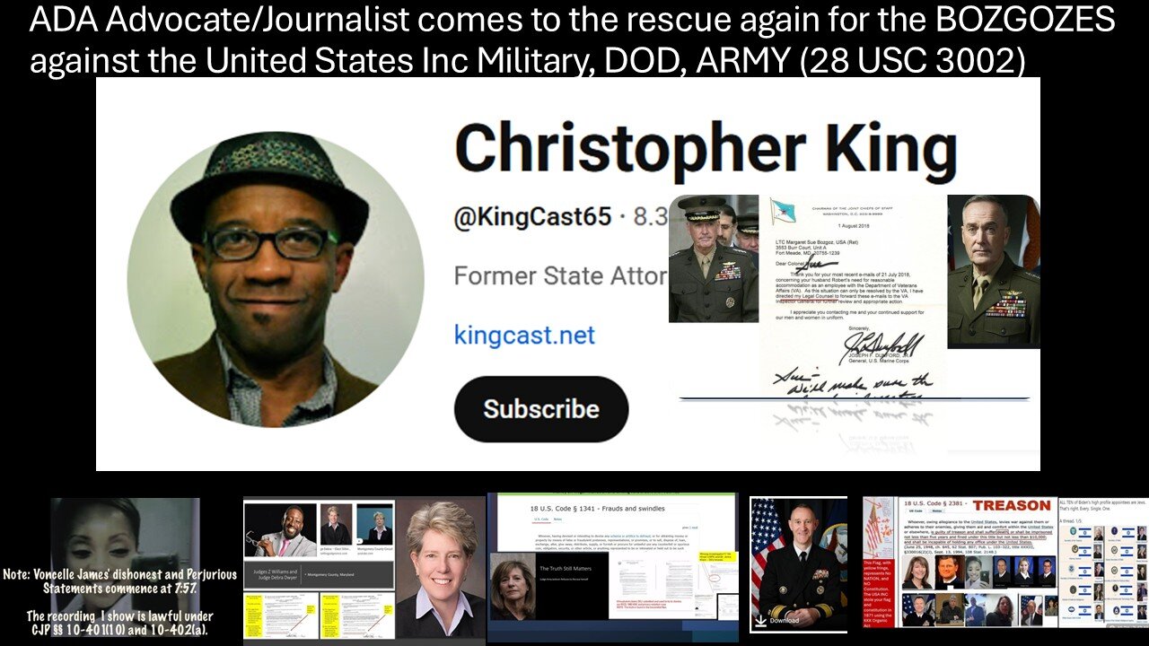 ADA ADVOCATE CHRISTOPHER KING GOES TOE TO TOE WITH THE DEPT OF ARMY's PAWN, CHIEF OF POLICE ALVERIS
